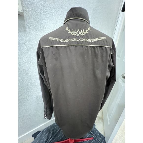 Senor De Los Cielos Brown Western Embroidered Shirt Cowboy Rodeo Long Sleeve - Picture 2 of 8